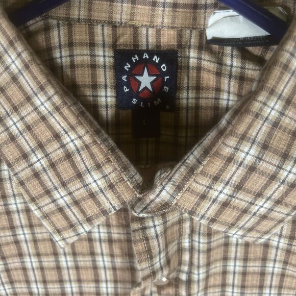 Panhandle Slim Shirt Mens Size L Long Sleeve Snap Western Shirt‎ Rust Copper - Picture 3 of 8